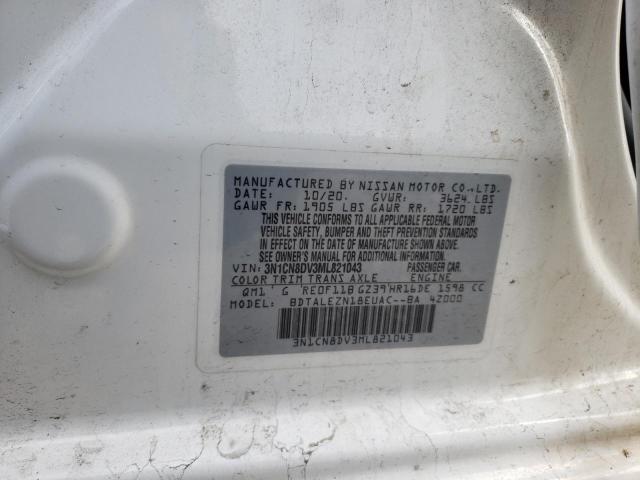 3N1CN8DV3ML821043 - 2021 NISSAN VERSA S WHITE photo 13