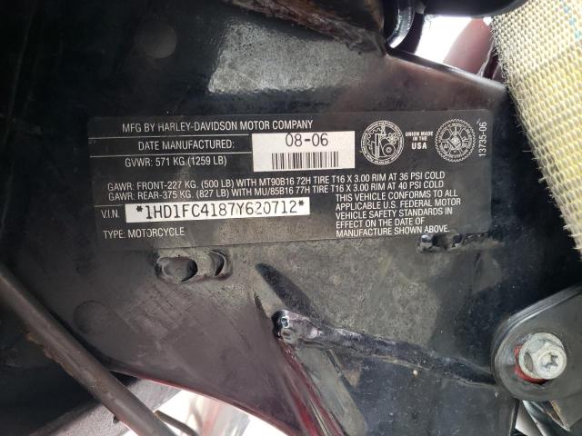 1HD1FC4187Y620712 - 2007 HARLEY-DAVIDSON FLHTCUI 红色 照片 10