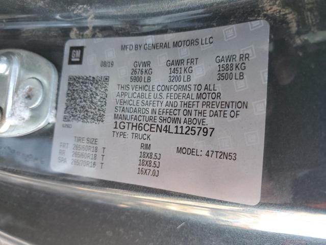 1GTH6CEN4L1125797 - 2020 GMC CANYON SLE GRAY photo 12