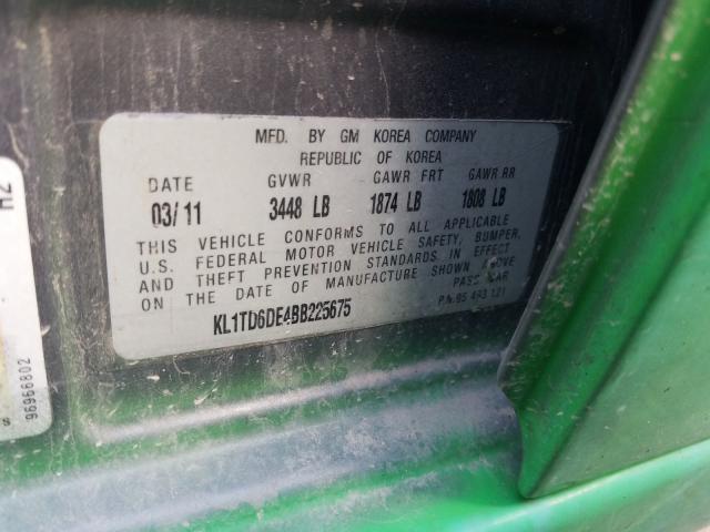 KL1TD6DE4BB225675 - 2011 CHEVROLET AVEO LS  ფოტო 10