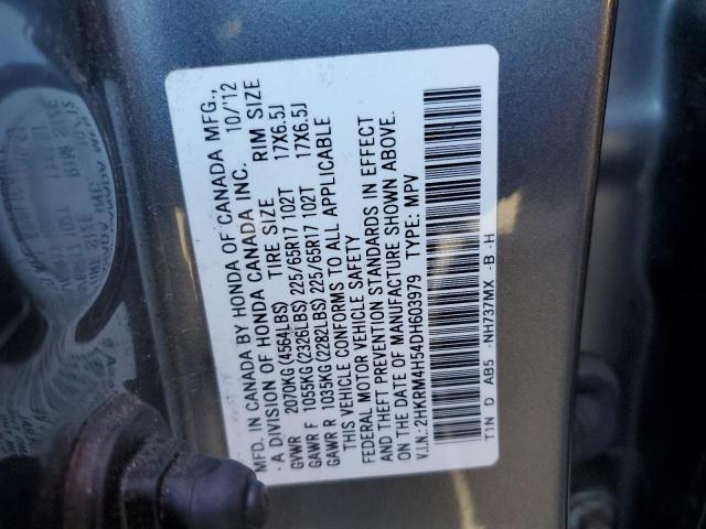 2HKRM4H54DH603979 - 2013 HONDA CR-V EX GRAY photo 13