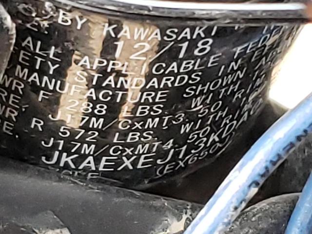 JKAEXEJ13KDA03988 - 2019 KAWASAKI EX650 J შავი ფოტო 10