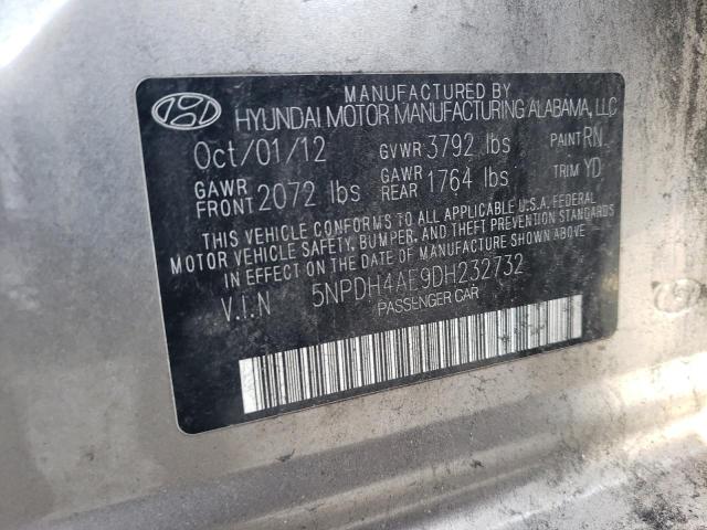 5NPDH4AE9DH232732 - 2013 HYUNDAI ELANTRA GLS GRAY photo 12