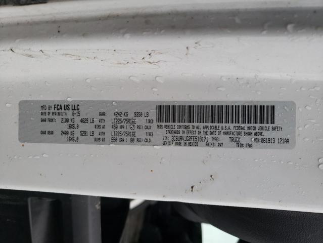 3C6URVJG2FE519171 - 2015 RAM PROMASTER 3500 HIGH თეთრი ფოტო 13
