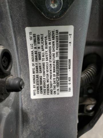 19XFC2F59GE000886 - 2016 HONDA CIVIC LX SILVER photo 12