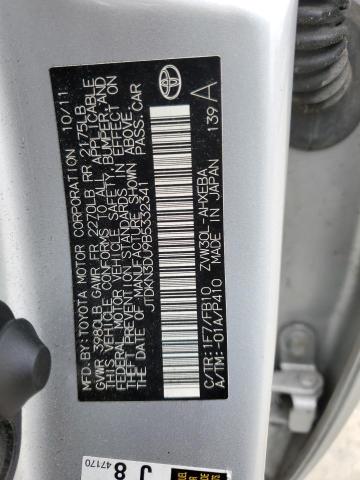 JTDKN3DU9B5332341 - 2011 TOYOTA PRIUS SILVER photo 13