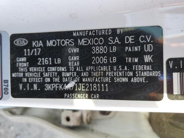 3KPFK4A71JE218111 - 2018 KIA FORTE LX WHITE photo 12