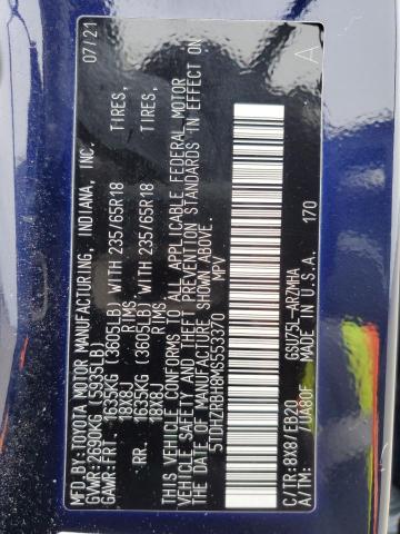 5TDHZRBH8MS553370 - 2021 TOYOTA HIGHLANDER XLE BLUE photo 14
