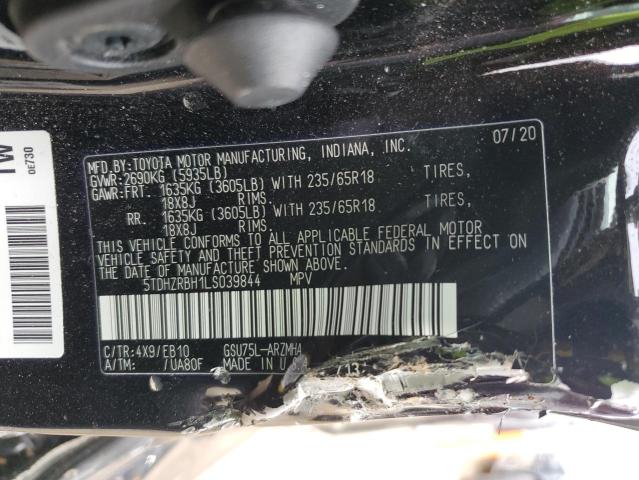 5TDHZRBH1LS039844 - 2020 TOYOTA HIGHLANDER XLE BLACK photo 13
