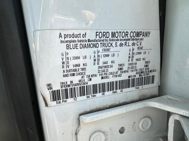 3FRXW75S68V633656 - 2008 FORD F750 SUPER DUTY WHITE photo 10