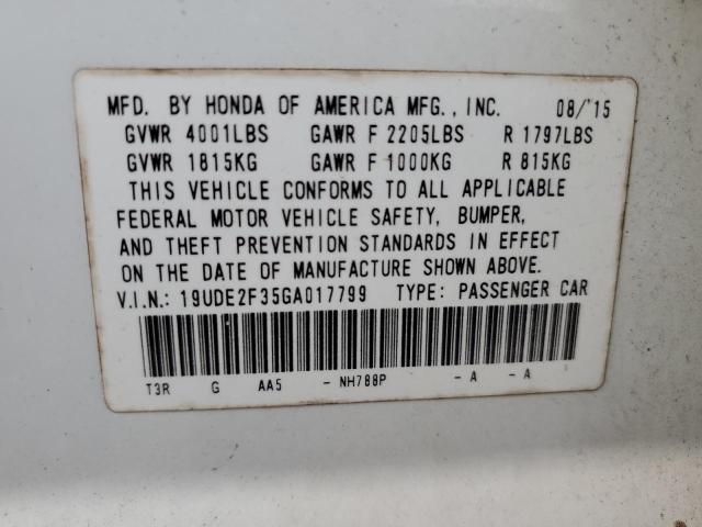 19UDE2F35GA017799 - 2016 ACURA ILX BASE WATCH PLUS WHITE photo 12