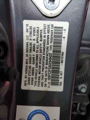 19XFC2F53GE049422 - 2016 HONDA CIVIC LX BLACK photo 12