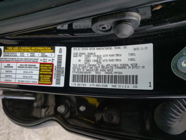 5TFAX5GN0GX056987 - 2016 TOYOTA TACOMA DOUBLE CAB  照片 10