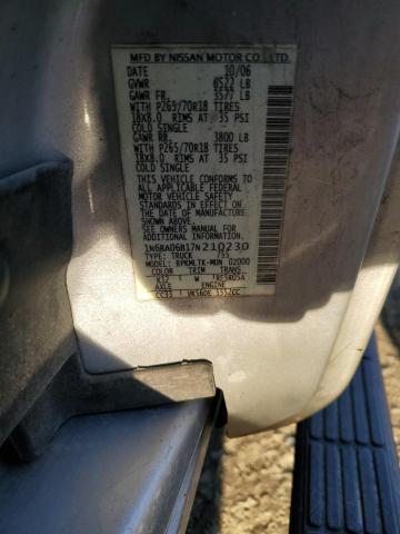 1N6BA06B17N210230 - 2007 NISSAN TITAN XE SILVER photo 13