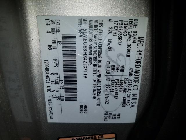 5LMEU88HX4ZJ37119 - 2004 LINCOLN AVIATOR  ფოტო 10