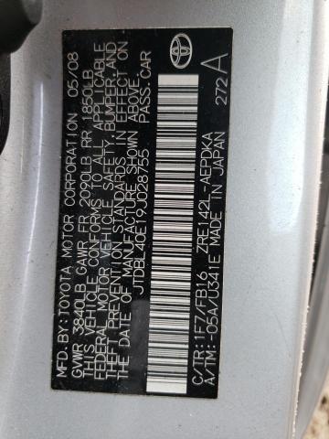 JTDBL40E19J028755 - 2009 TOYOTA COROLLA BASE SILVER photo 13