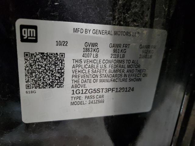 1G1ZG5ST3PF120124 - 2023 CHEVROLET MALIBU RS BLACK photo 12