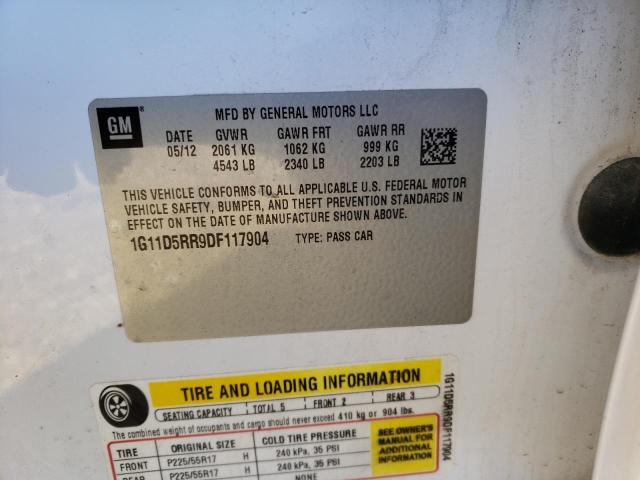 1G11D5RR9DF117904 - 2013 CHEVROLET MALIBU 1LT თეთრი ფოტო 12