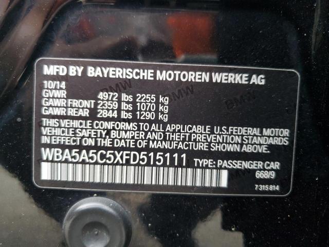 WBA5A5C5XFD515111 - 2015 BMW 528 I BLACK photo 13