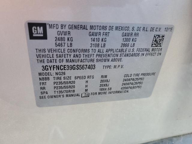 3GYFNCE39GS567403 - 2016 CADILLAC SRX PERFORMANCE COLLECTION Złoty zdjęcie 13