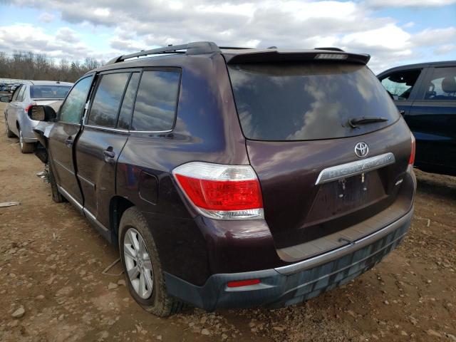5TDBK3EH3CS140368 - 2012 TOYOTA HIGHLANDER BASE Bordeaux photo 2