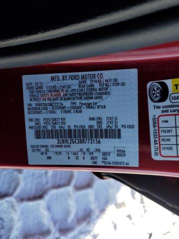 3LNHL2GC3BR772156 - 2011 LINCOLN MKZ RED photo 12