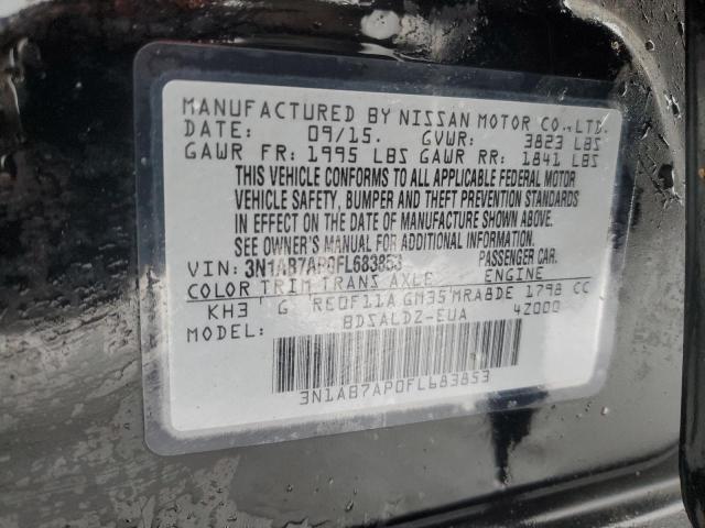 3N1AB7AP0FL683853 - 2015 NISSAN SENTRA S BLACK photo 13