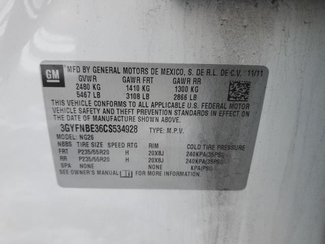 3GYFNBE36CS534928 - 2012 CADILLAC SRX PERFORMANCE COLLECTION თეთრი ფოტო 13