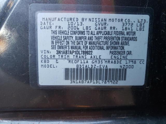 3N1AB7AP1DL789922 - 2013 NISSAN SENTRA S CHARCOAL photo 12