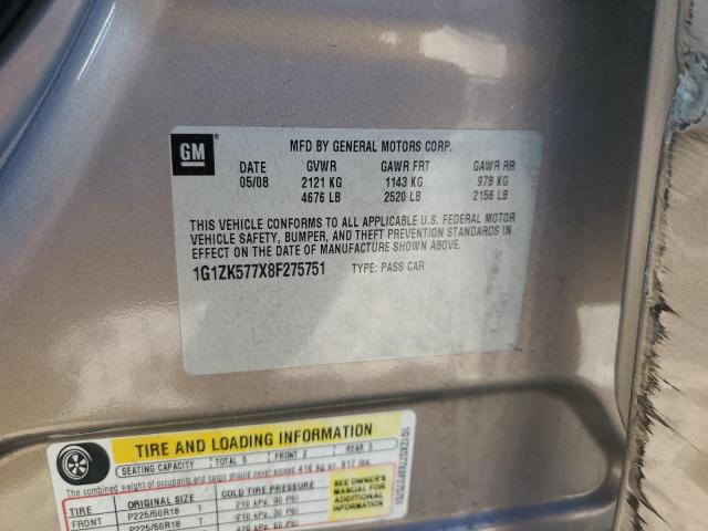 1G1ZK577X8F275751 - 2008 CHEVROLET MALIBU LTZ 棕色 照片 12