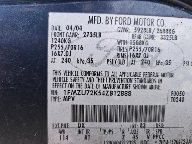 1FMZU72K54ZB12888 - 2004 FORD EXPLORER XLS BLUE photo 13