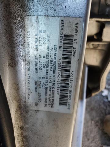 JM1BK12F751338524 - 2005 MAZDA 3 I SILVER photo 12