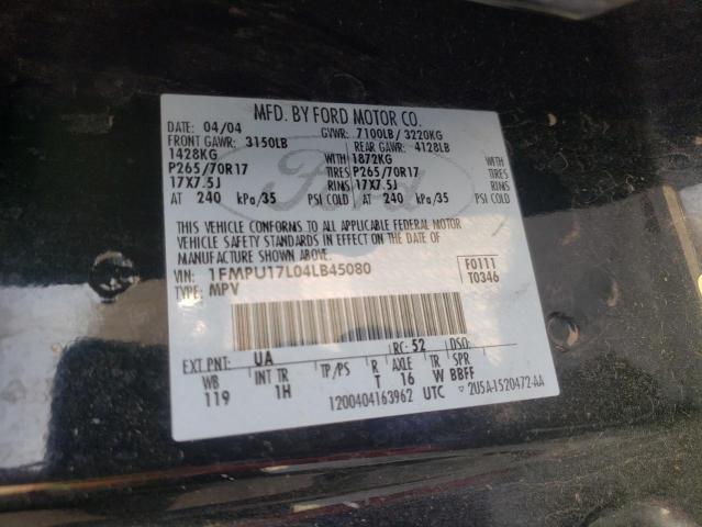 1FMPU17L04LB45080 - 2004 FORD EXPEDITION EDDIE BAUER BLACK photo 14