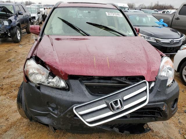 JHLRD78875C056461 - 2005 HONDA CR-V EX RED photo 5