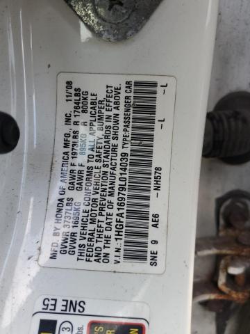 1HGFA16979L014039 - 2009 HONDA CIVIC EXL თეთრი ფოტო 12