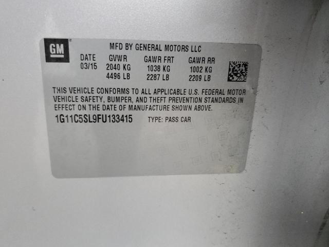 1G11C5SL9FU133415 - 2015 CHEVROLET MALIBU 1LT SILVER photo 12