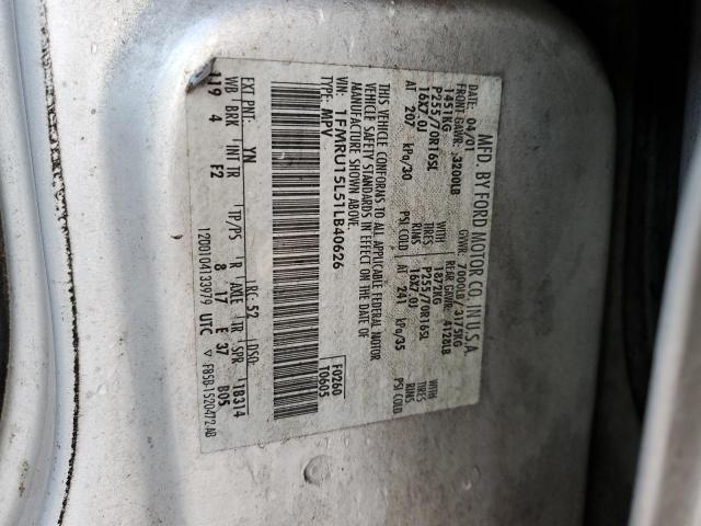 1FMRU15L51LB40626 - 2001 FORD EXPEDITION XLT SILVER photo 14