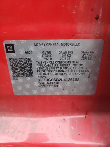 1G1JG6SB2L4126108 - 2020 CHEVROLET SONIC RED photo 12