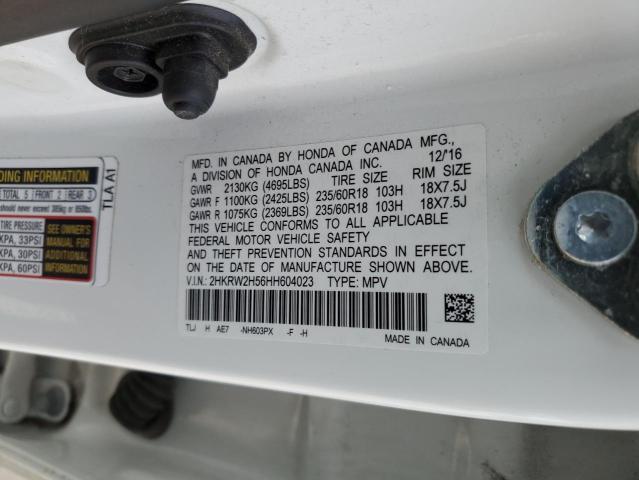 2HKRW2H56HH604023 - 2017 HONDA CR-V EX WHITE photo 13