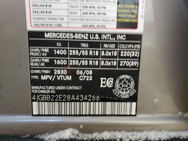 4JGBB22E28A434266 - 2008 MERCEDES-BENZ ML 320 CDI GRAY photo 14