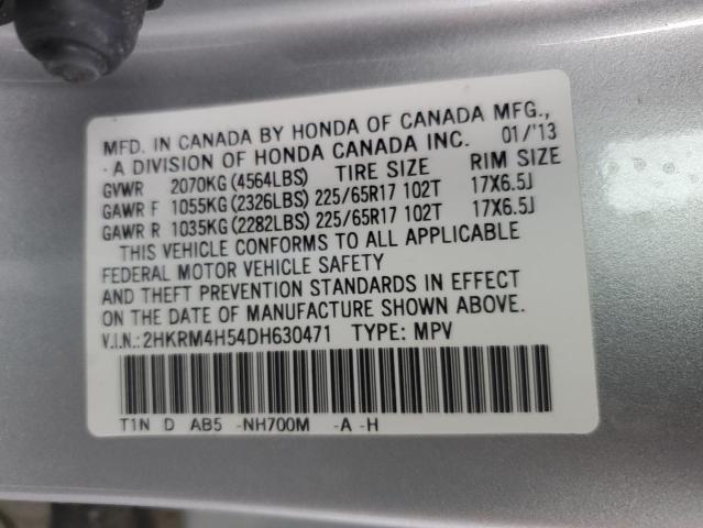 2HKRM4H54DH630471 - 2013 HONDA CR-V EX SILVER photo 14