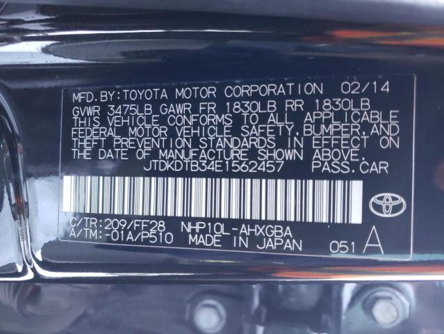 JTDKDTB34E1562457 - 2014 TOYOTA PRIUS BLACK photo 12