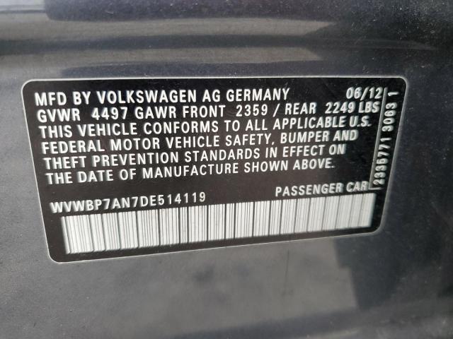 WVWBP7AN7DE514119 - 2013 VOLKSWAGEN CC SPORT GRAY photo 12