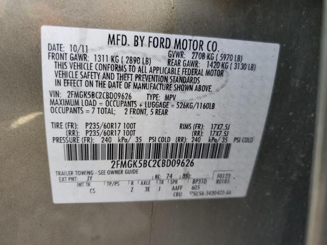 2FMGK5BC2CBD09626 - 2012 FORD FLEX SE GREEN photo 13