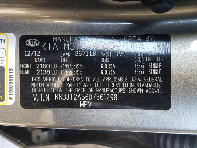 KNDJT2A56D7561298 - 2013 KIA SOUL  photo 10