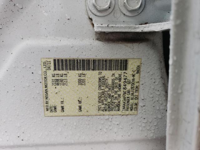 1N4AA5AP7BC849477 - 2011 NISSAN MAXIMA S WHITE photo 12