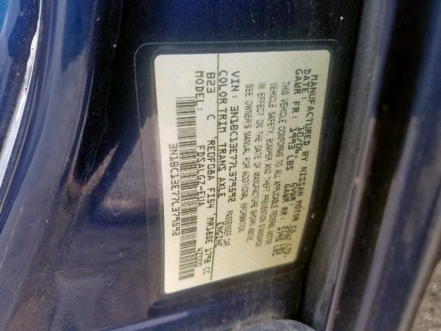 3N1BC13E77L379592 - 2007 NISSAN VERSA S  photo 10