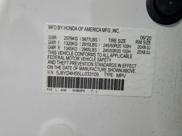 5J8YD4H55LL033109 - 2020 ACURA MDX TECHNOLOGY WHITE photo 13