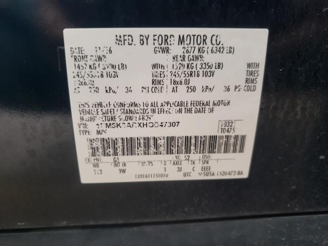 1FM5K8ARXHGB47307 - 2017 FORD EXPLORER P BLACK photo 12