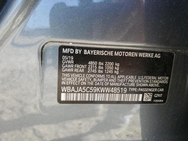 WBAJA5C59KWW48519 - 2019 BMW 530 I SILVER photo 13